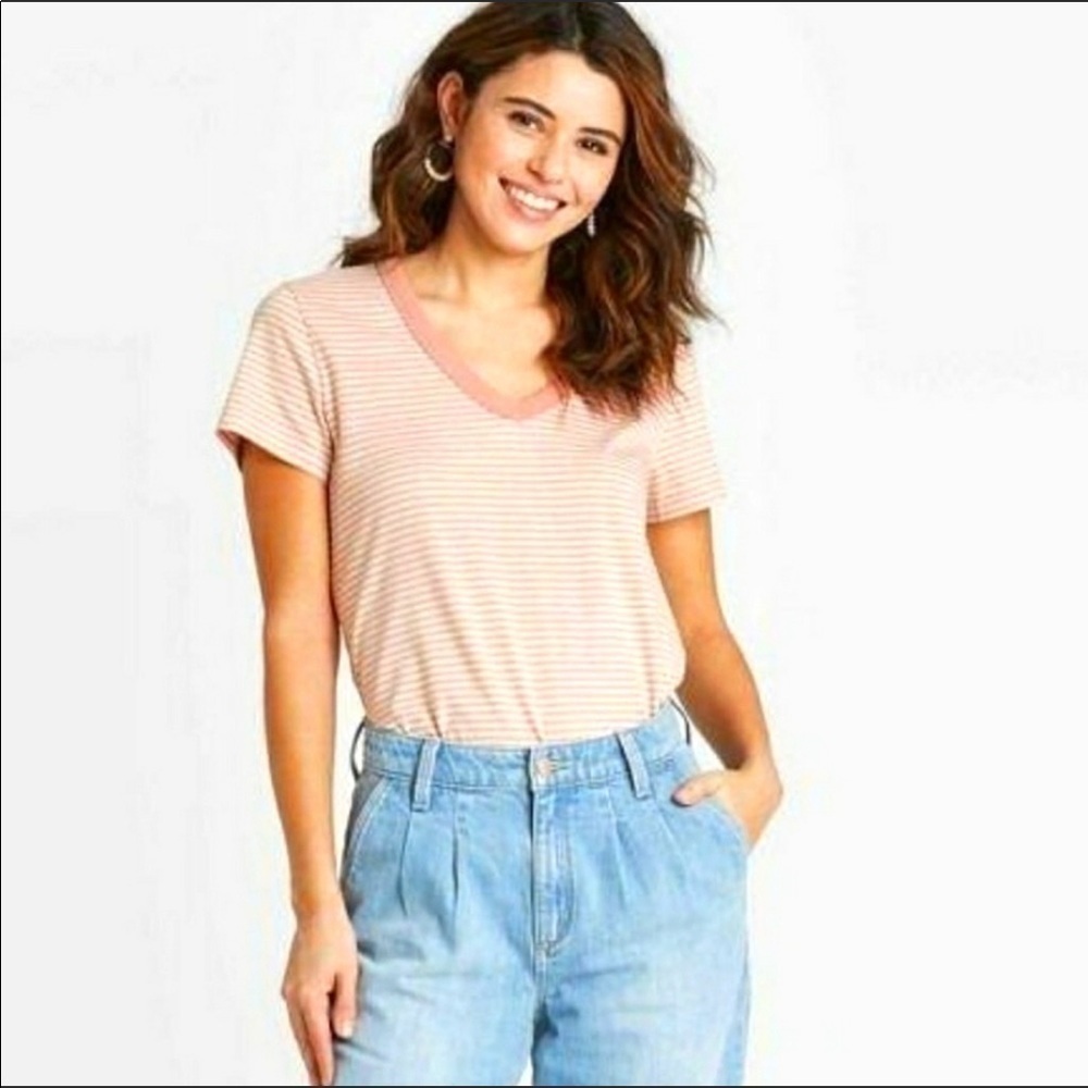 Universal Thread blush pink v-neck striped tee